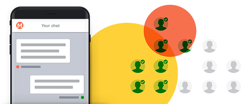 iPhone with Chat messages and user illustration