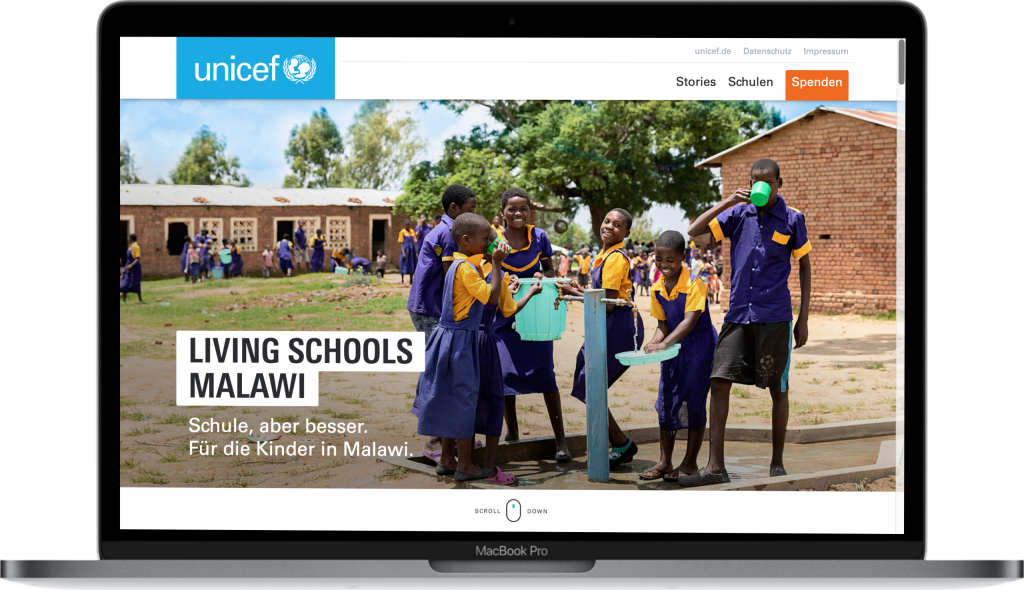 Living School website on a macbook screen