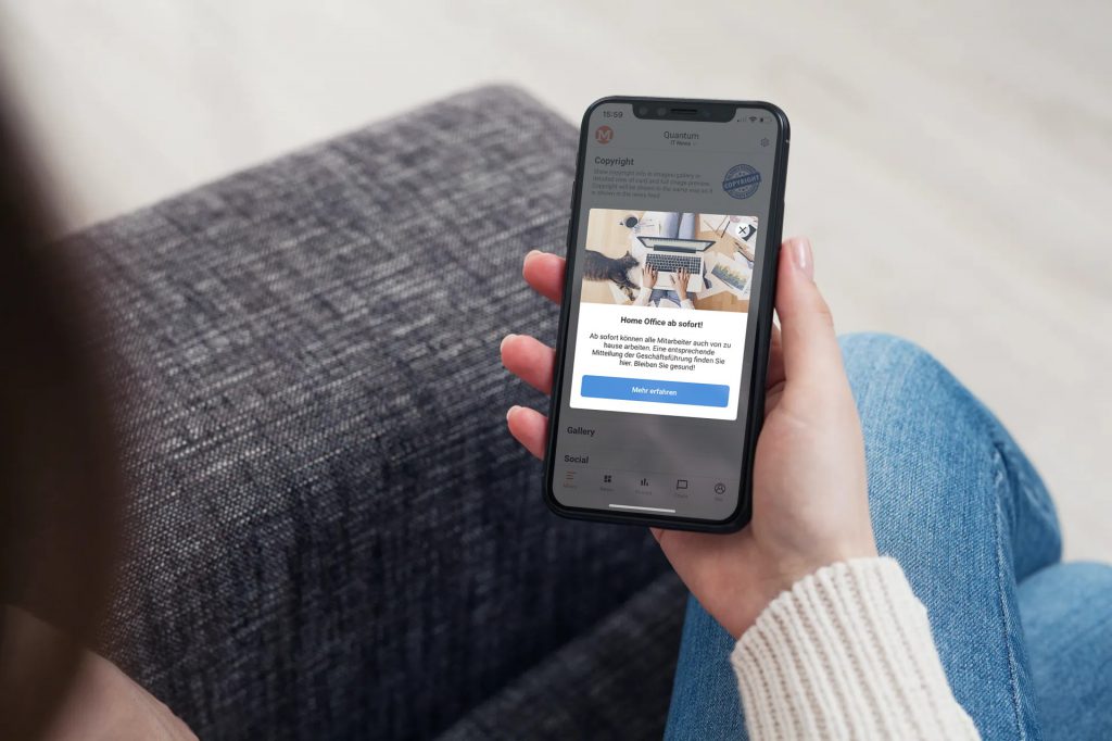 In App Nachricht auf Smartphone