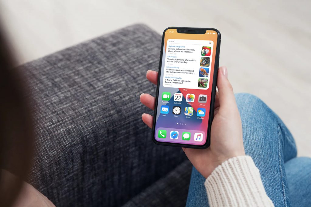 iPhone with iOS14 widget